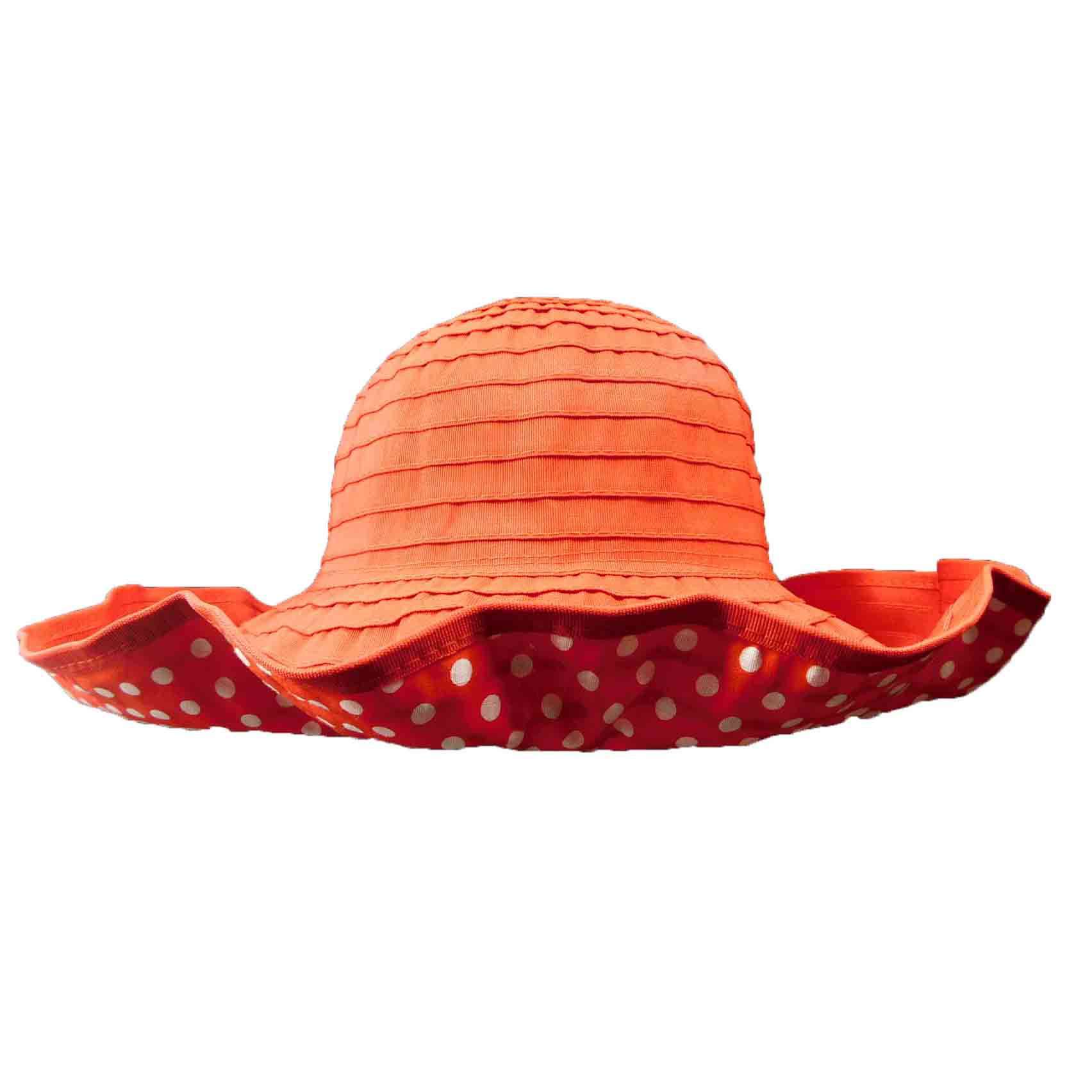 Polka Dot Ribbon Shapeable Hat, Floppy Hat - SetarTrading Hats 