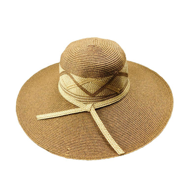 Large Flat Brim Summer Hat Floppy Hat Mentone Beach WSPP571BN Brown  