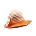 Striped Orange and White Shapeable Brim Summer Hat, Cloche - SetarTrading Hats 