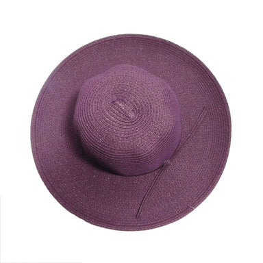 Sewn Braid Straw Wide Brim Sun Hat - JSA Wide Brim Sun Hat Jeanne Simmons Accessories JS8454-PLUM Eggplant