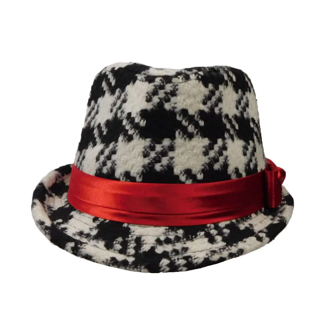Girl's Black and Ivory Houndstooth Fedora Hat - JSA Kids Hats, Fedora Hat - SetarTrading Hats 