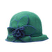 Structured Brim Cloche with Big Flower Accent Cloche Jeanne Simmons WWWF173GN Green  