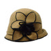Structured Brim Cloche with Big Flower Accent Cloche Jeanne Simmons WWWF173BG Beige  