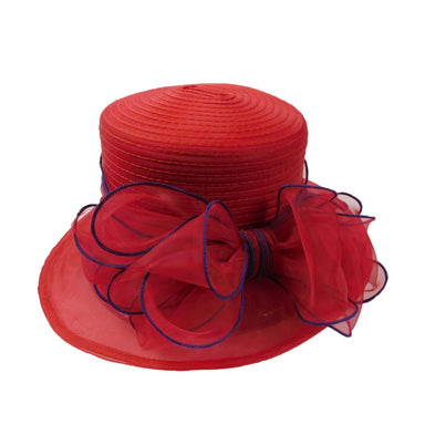 Organza Hat with Large Bow Dress Hat Something Special LA WSSK781RD Red  