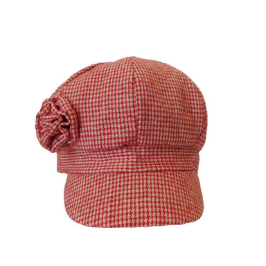 Girl's Newsboy Cap with Flower - Scala Collection Cap Scala Hats WK003RD Red  