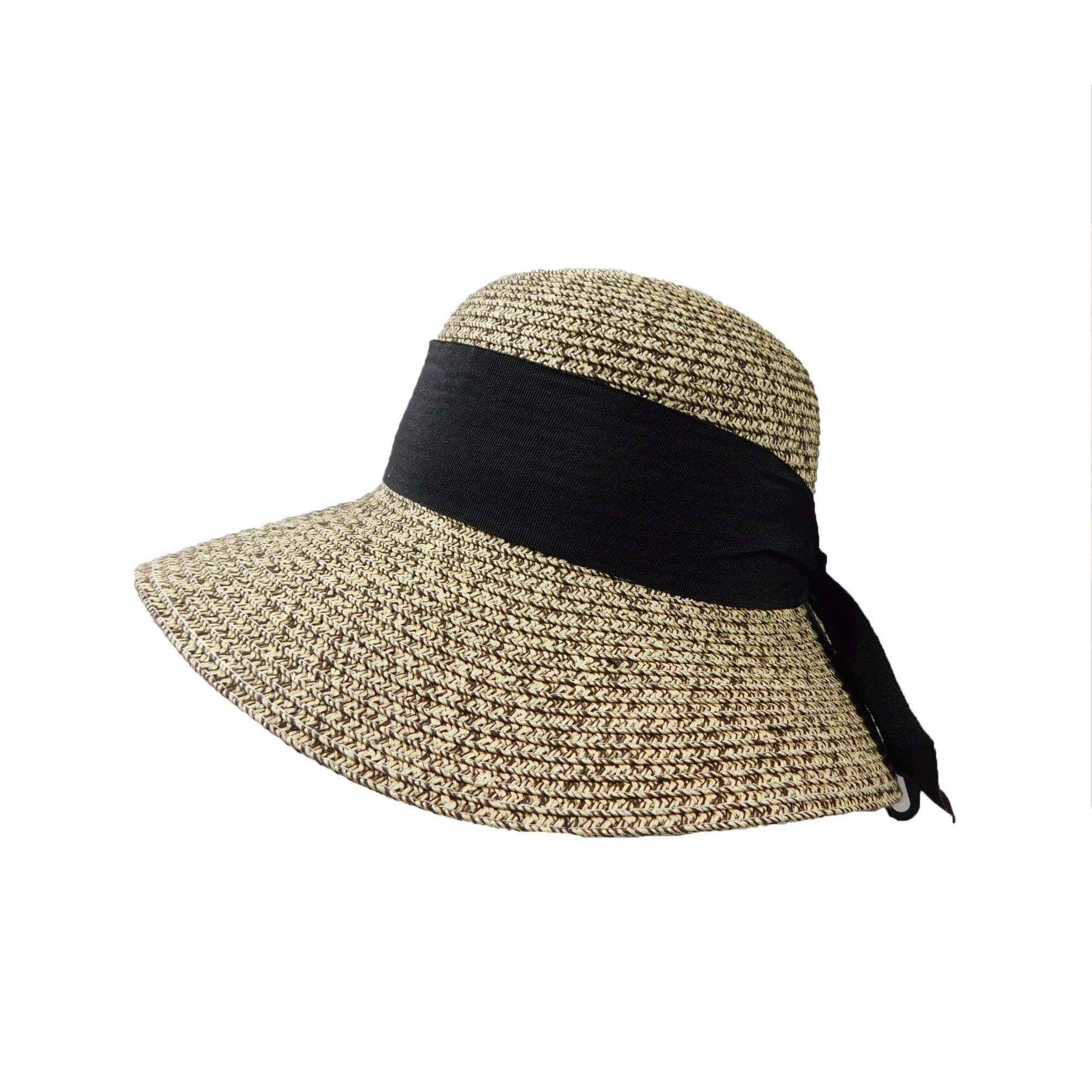 Big Brim Sun Hat with Wide Ribbon and Bow - Milani Hats Wide Brim Hat Milani Hats BB0059bn Brown Heather Medium (57 cm) 