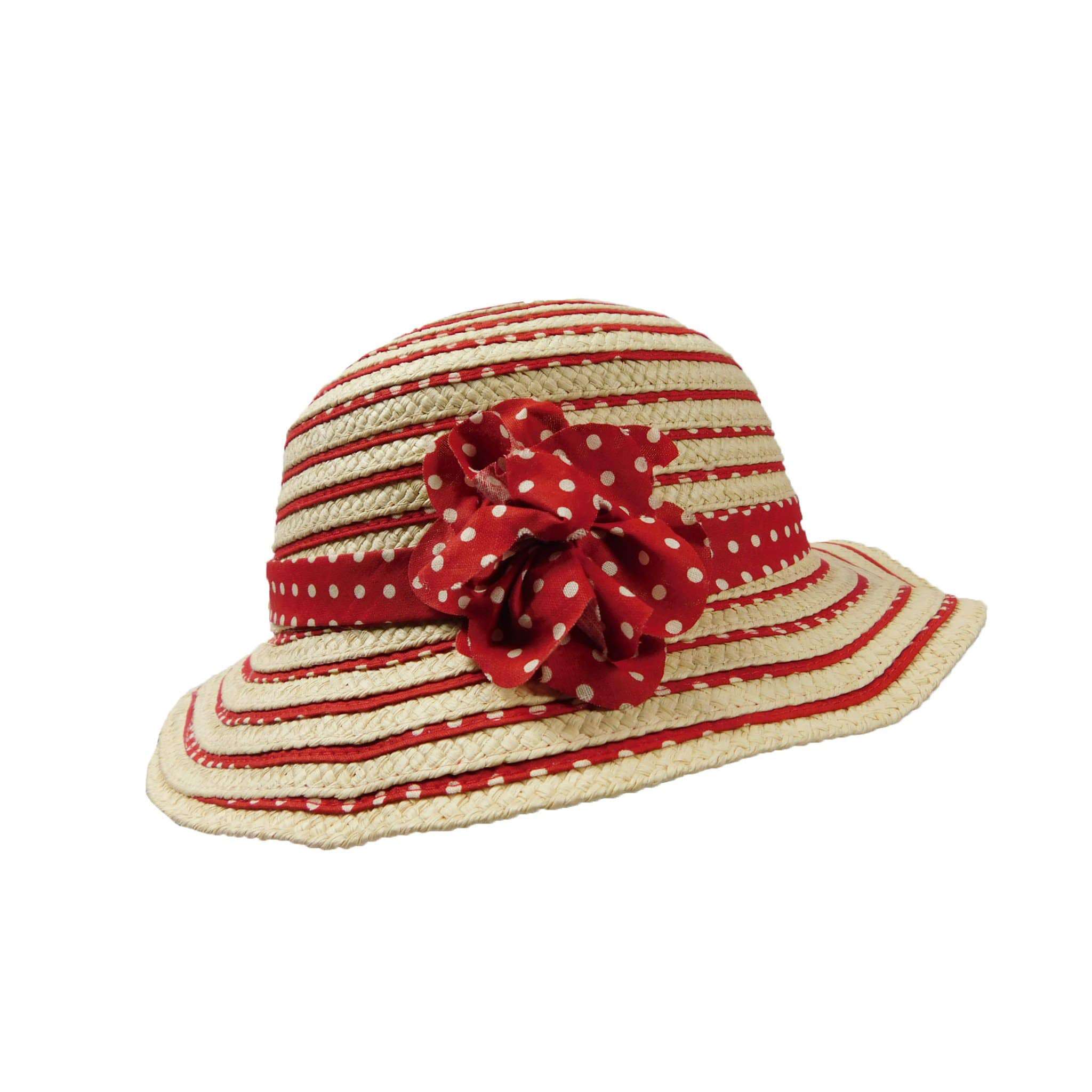 Girl's Straw and Ribbon Floppy Floppy Hat Milani Hats WK004RD Red  