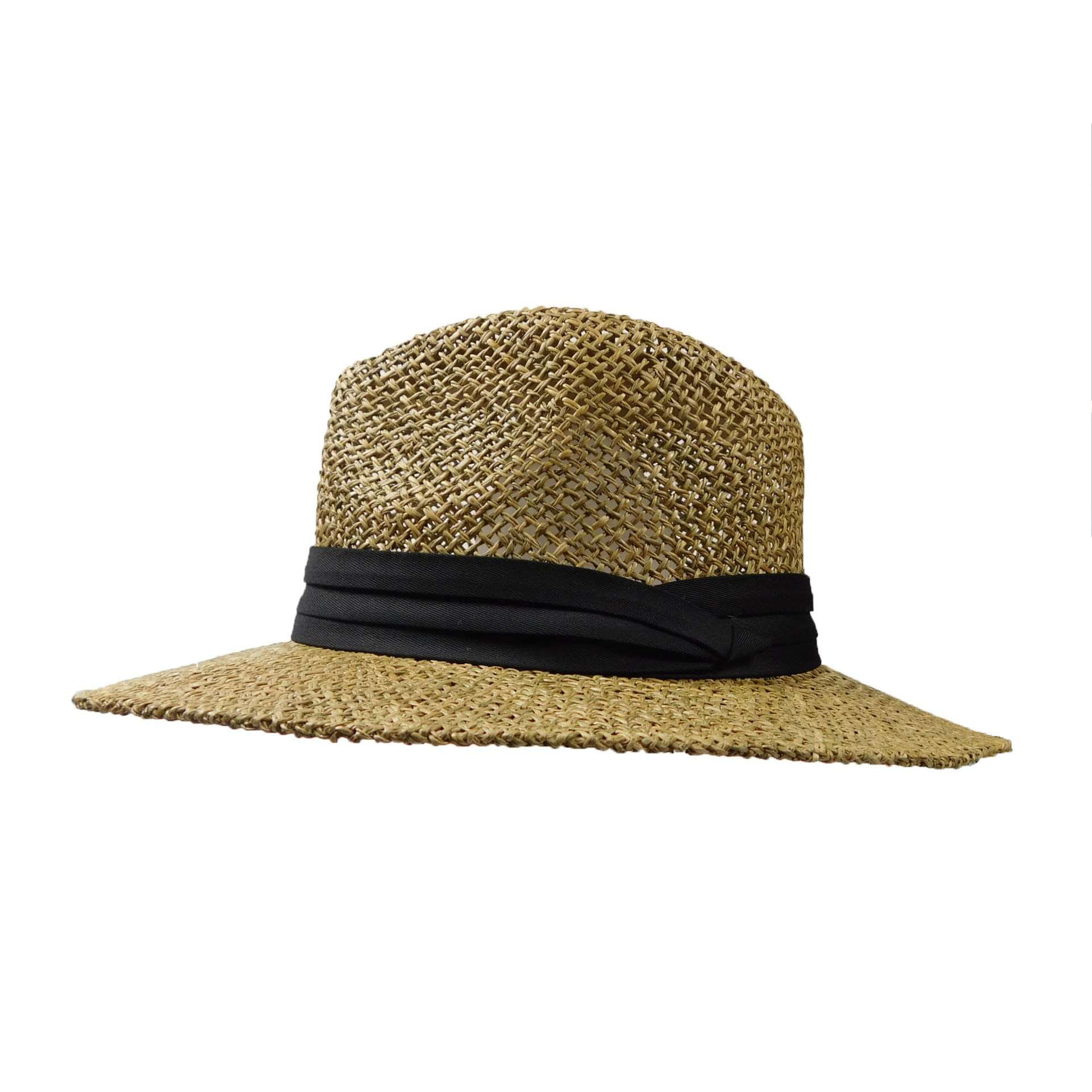 Sea Grass Safari Hat with Black Band - Milani Hats Safari Hat Milani Hats S25nt Natural Large (59 cm) 