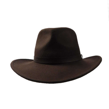 Wool Felt Outback with Leather Band Safari Hat Dorfman Hat Co. MWWF966CTS Chocolate S 