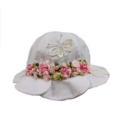 Baby Girl Sun Hat Embellished with Silk Roses Facesaver Hat HHkids    
