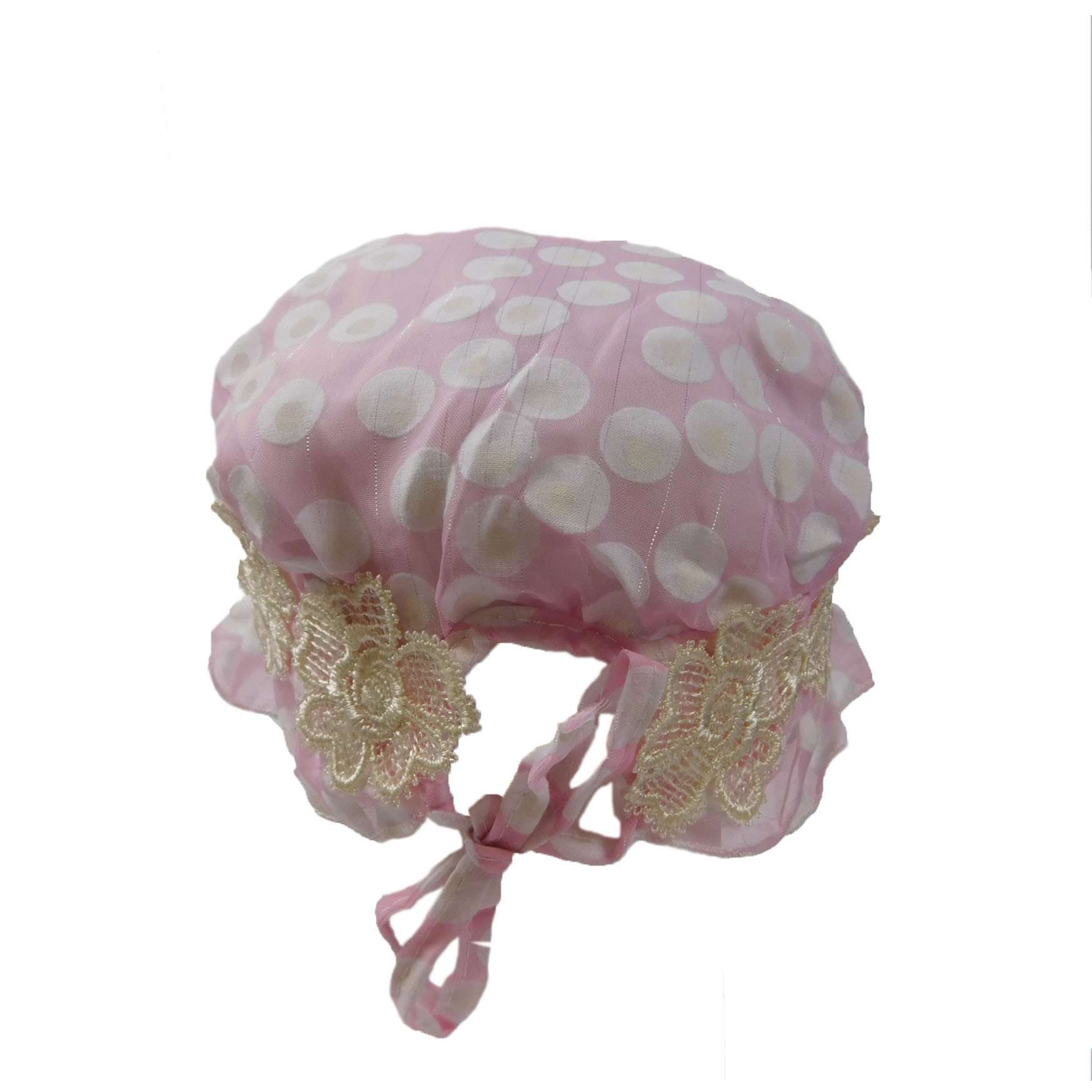Polka Dot Bonnet with Lace and Silk Decoration Bucket Hat HHkids    