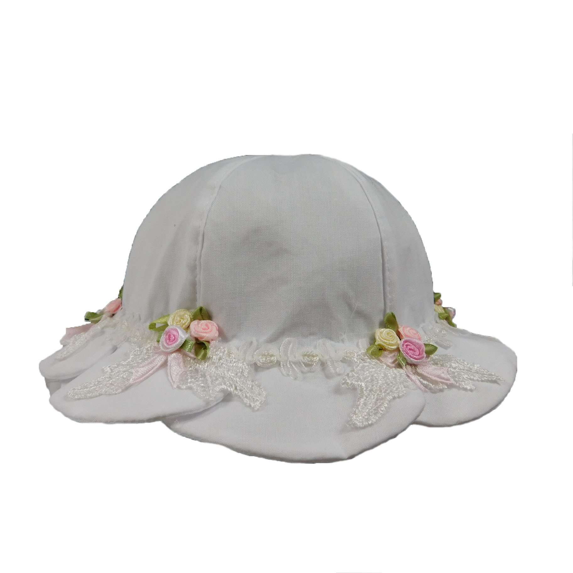 White Scalloped Brim Hat for Toddler Girls, Bucket Hat - SetarTrading Hats 