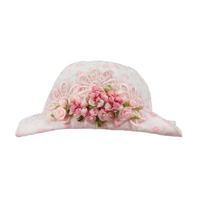 Vintage Pink and White Hat for Baby Girls Bucket Hat HHkids SK061WH6 6-12mos  