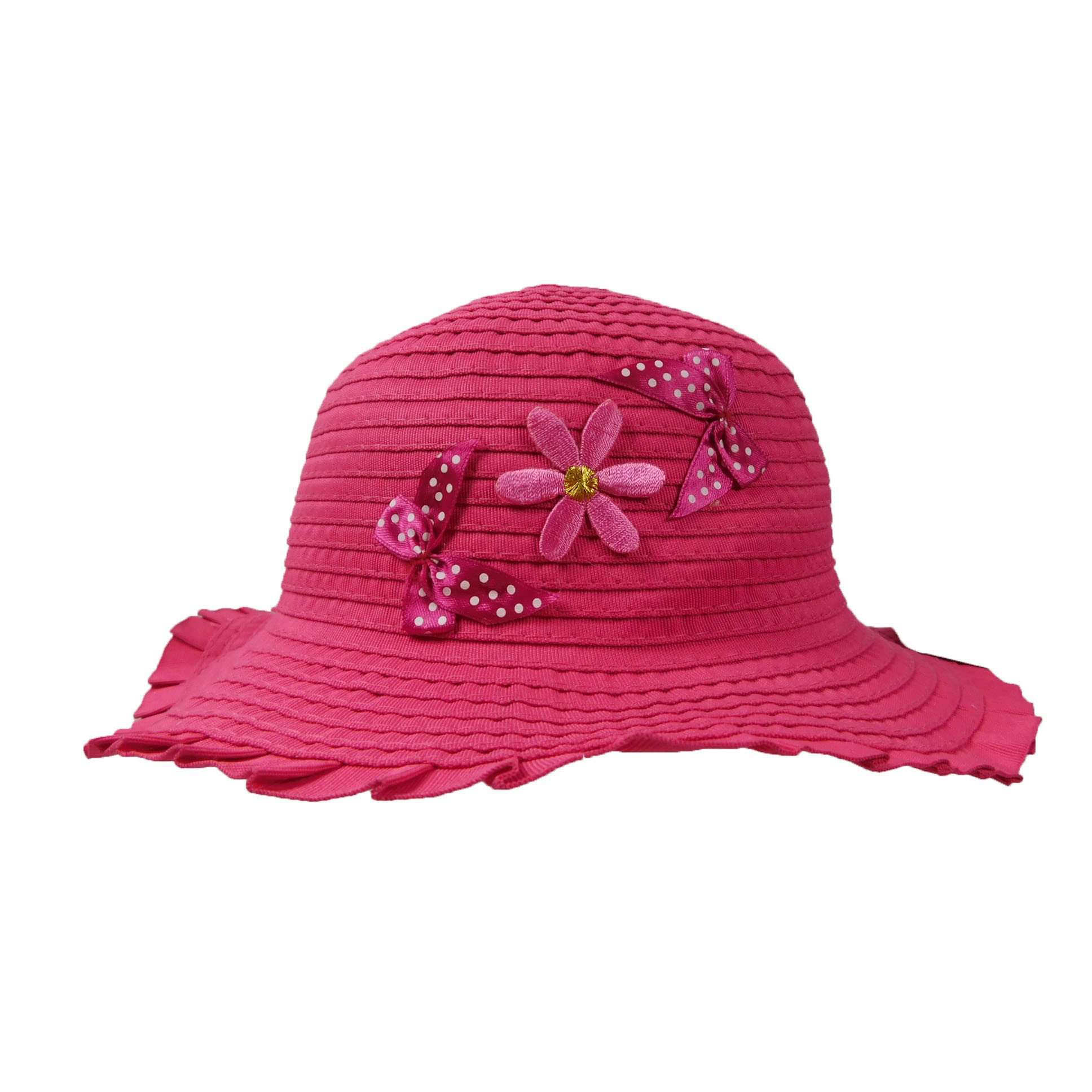 Summer Beach Hat for Toddler Girls Floppy Hat SetarTrading Hats SK061FC Fuchsia  