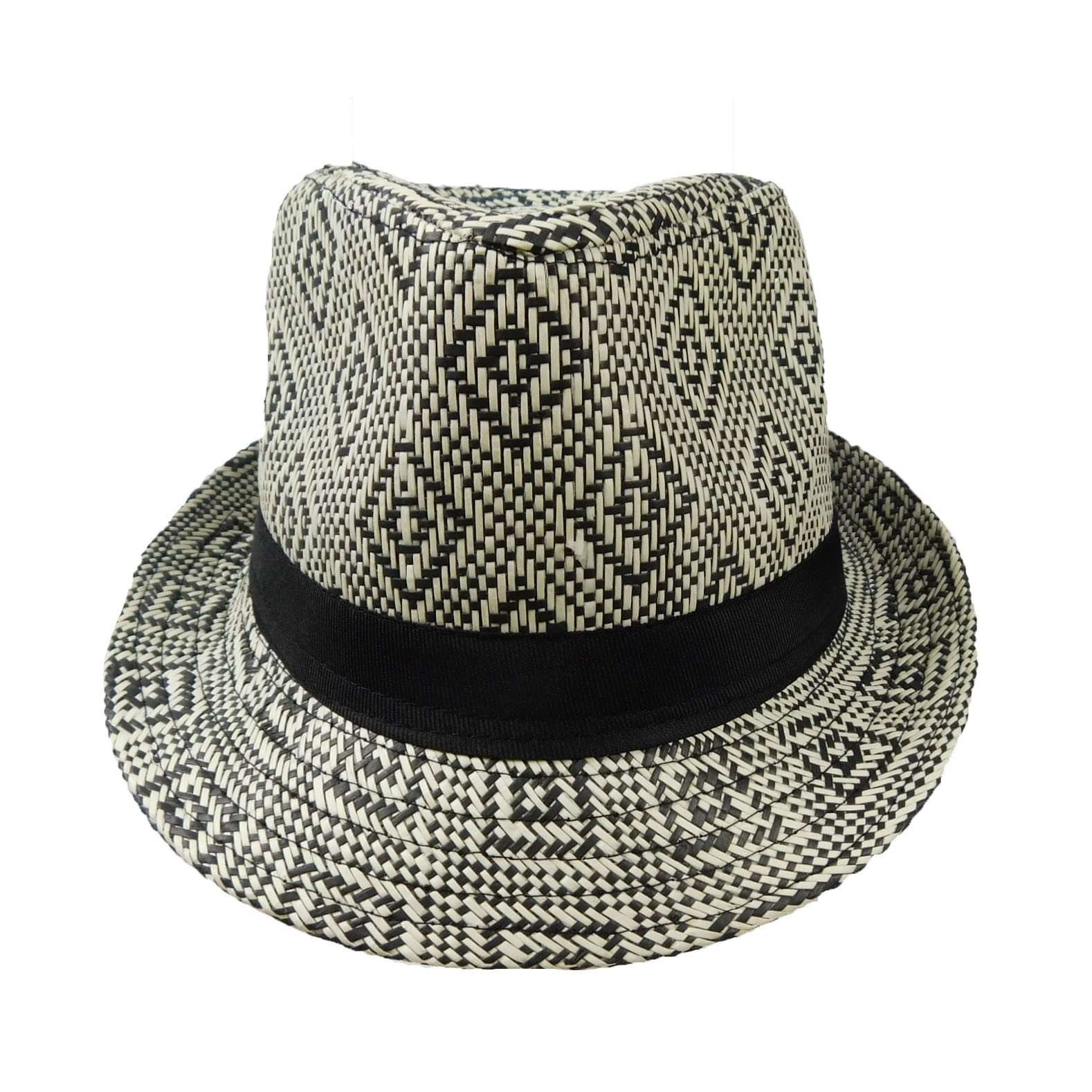 Summer Trilby Hat with Geometric Pattern Fedora Hat JEL