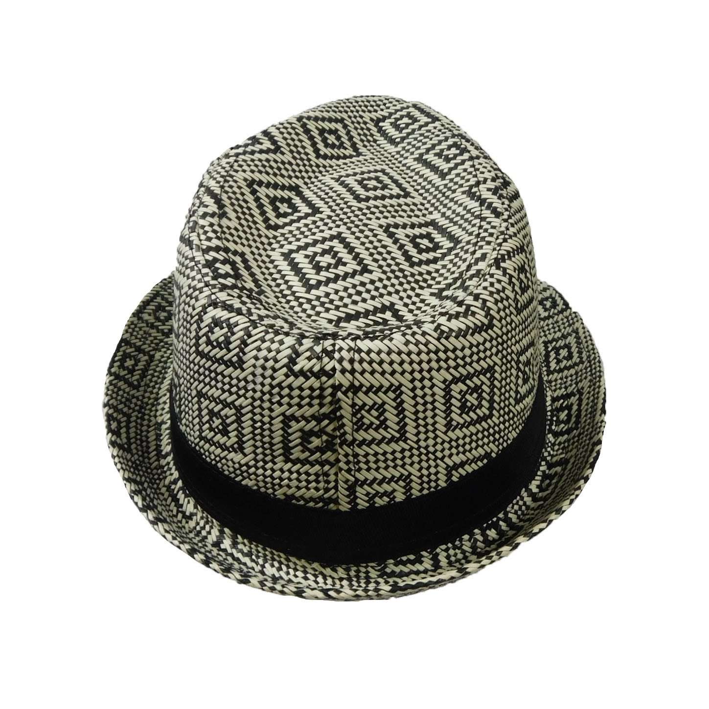 Summer Trilby Hat with Geometric Pattern Fedora Hat JEL    