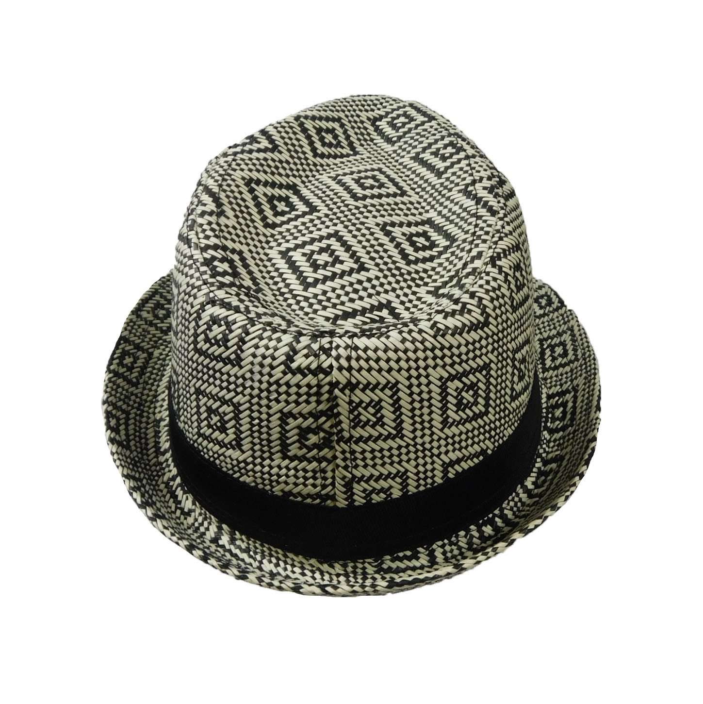 Summer Trilby Hat with Geometric Pattern Fedora Hat JEL