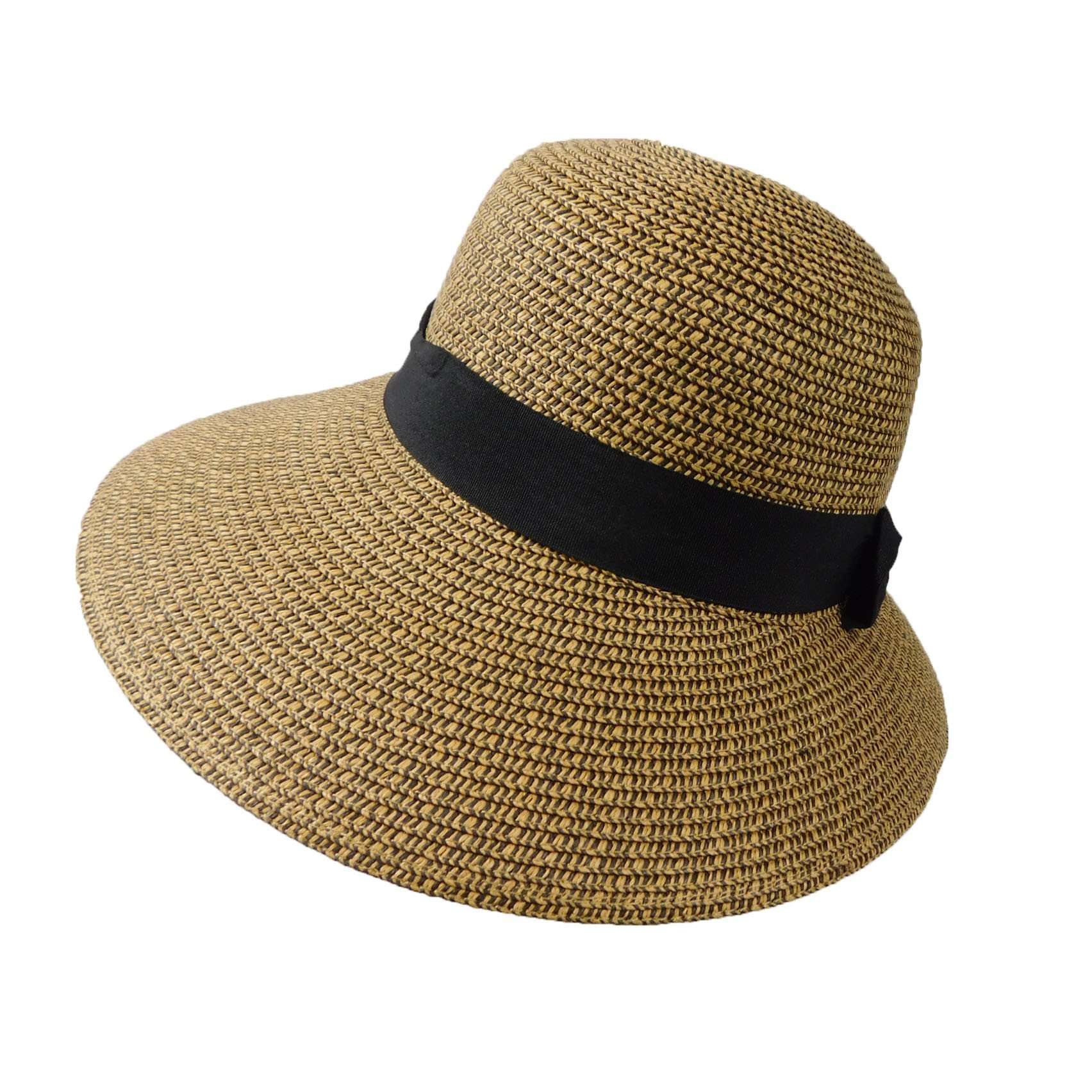 Downturned Big Brim Asymmetrical Summer Hat Wide Brim Hat JEL WSPS608CF Coffee tweed  