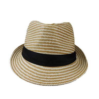 Summer Trilby Hat with Diagonal Stripes Fedora Hat JEL MSPS889BGS Beige S/M 