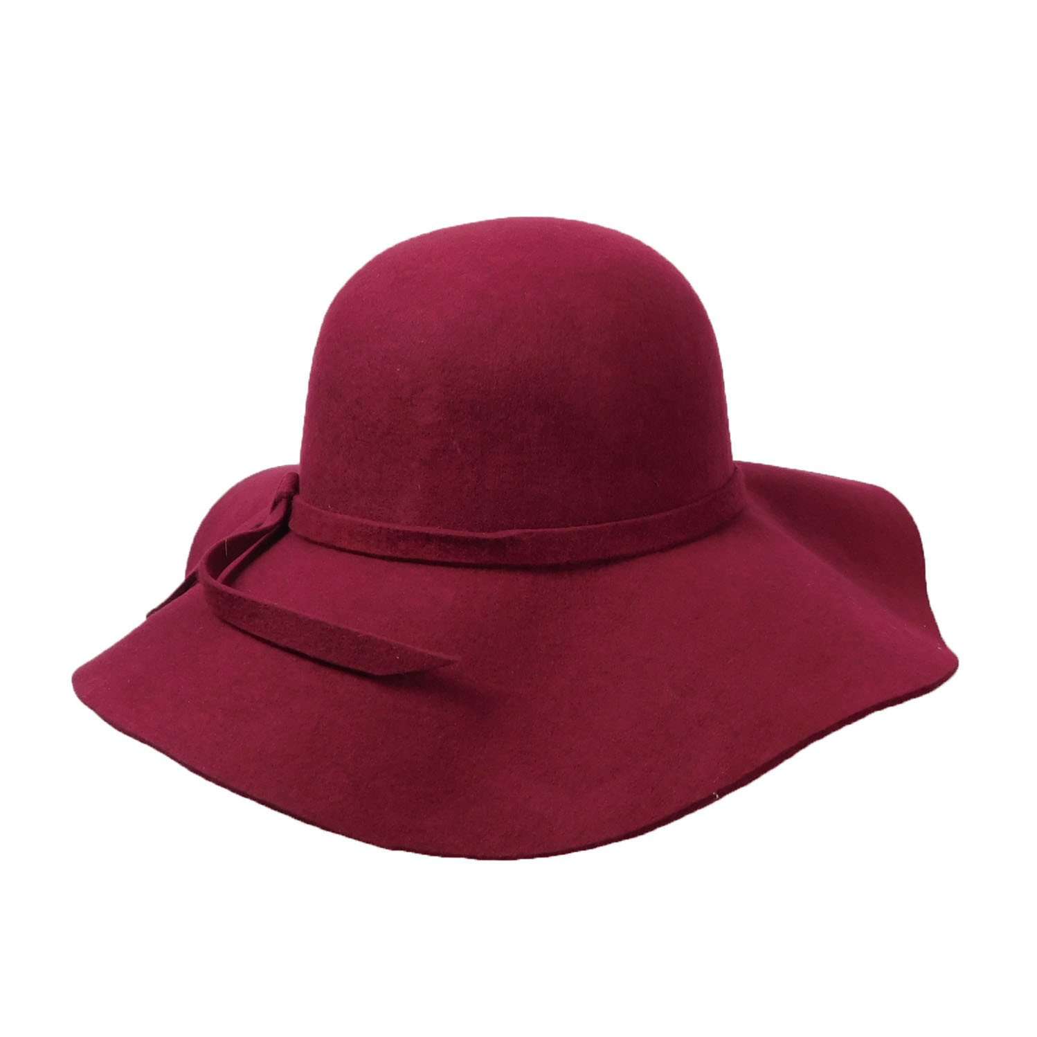 Classic Wool Felt Wide Brim Floppy Hat Wide Brim Sun Hat Boardwalk Style Hats WWWF263BD Burgundy  
