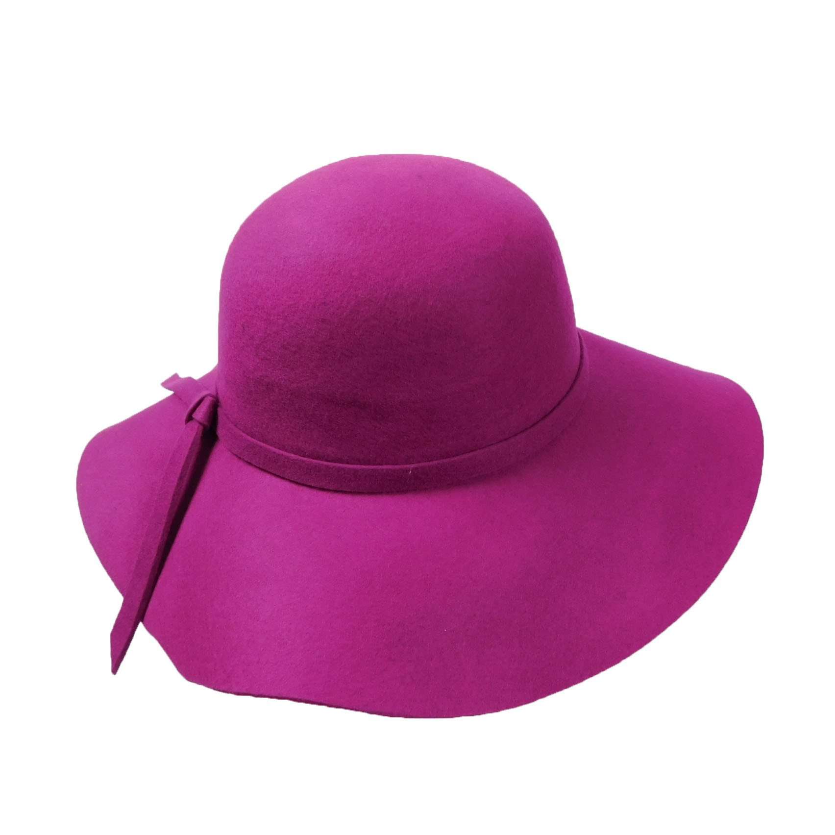 Classic Wool Felt Wide Brim Floppy Hat Wide Brim Sun Hat Boardwalk Style Hats WWWF263FC Fuchsia  