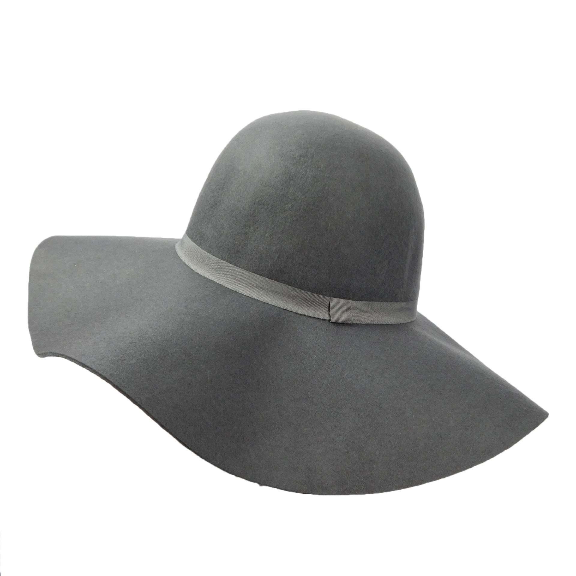 Wool Felt Wide Brim Hat for Women Wide Brim Sun Hat Boardwalk Style Hats WWWF264CL Charcoal Medium (57 cm) 