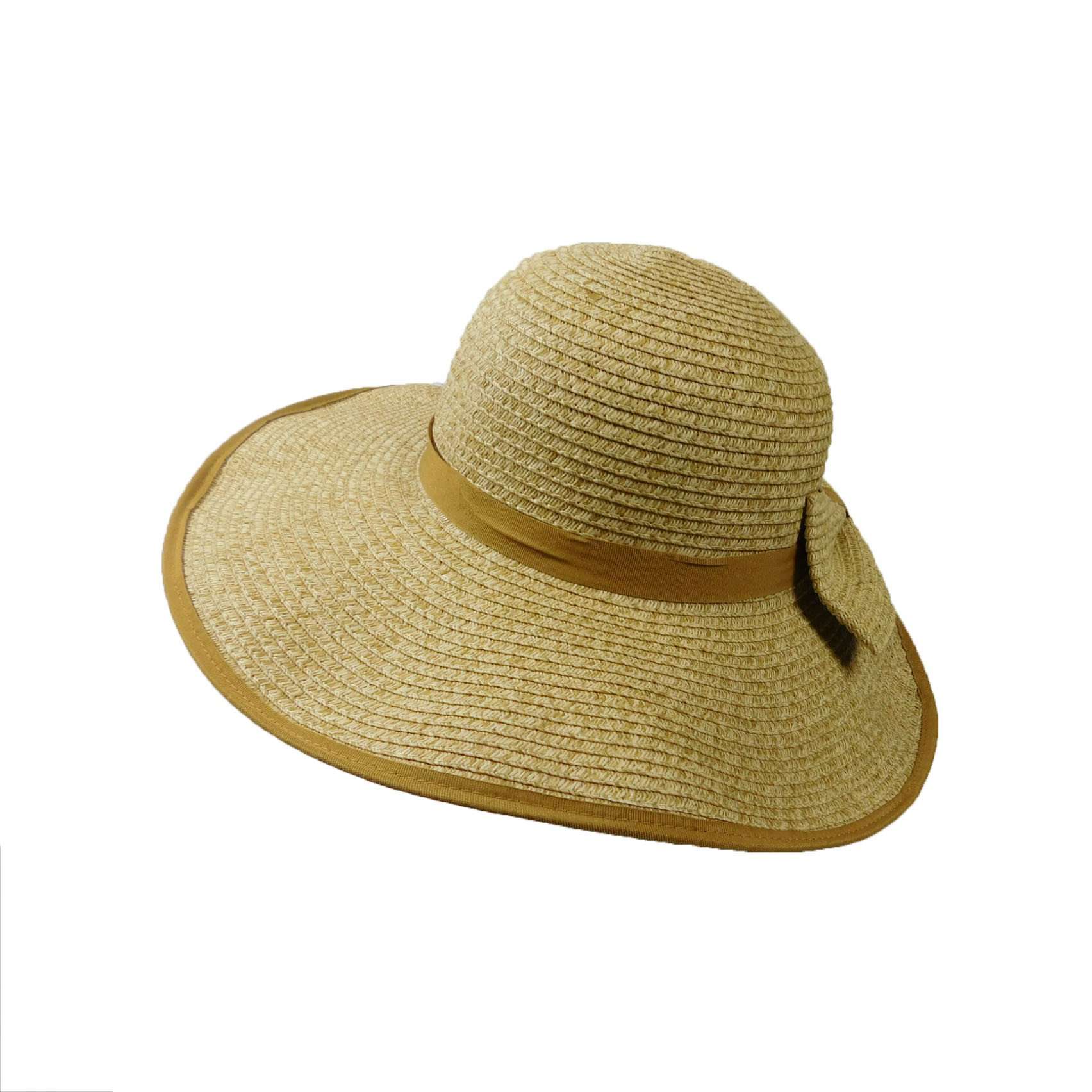 Split Brim Summer Hat with Bow - Boardwalk Style Beach Hats, Wide Brim Hat - SetarTrading Hats 
