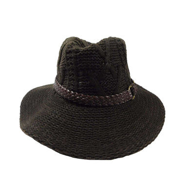 Cable Knit Floppy Fedora Hat Fedora Hat Jeanne Simmons WWAK167BN Brown  