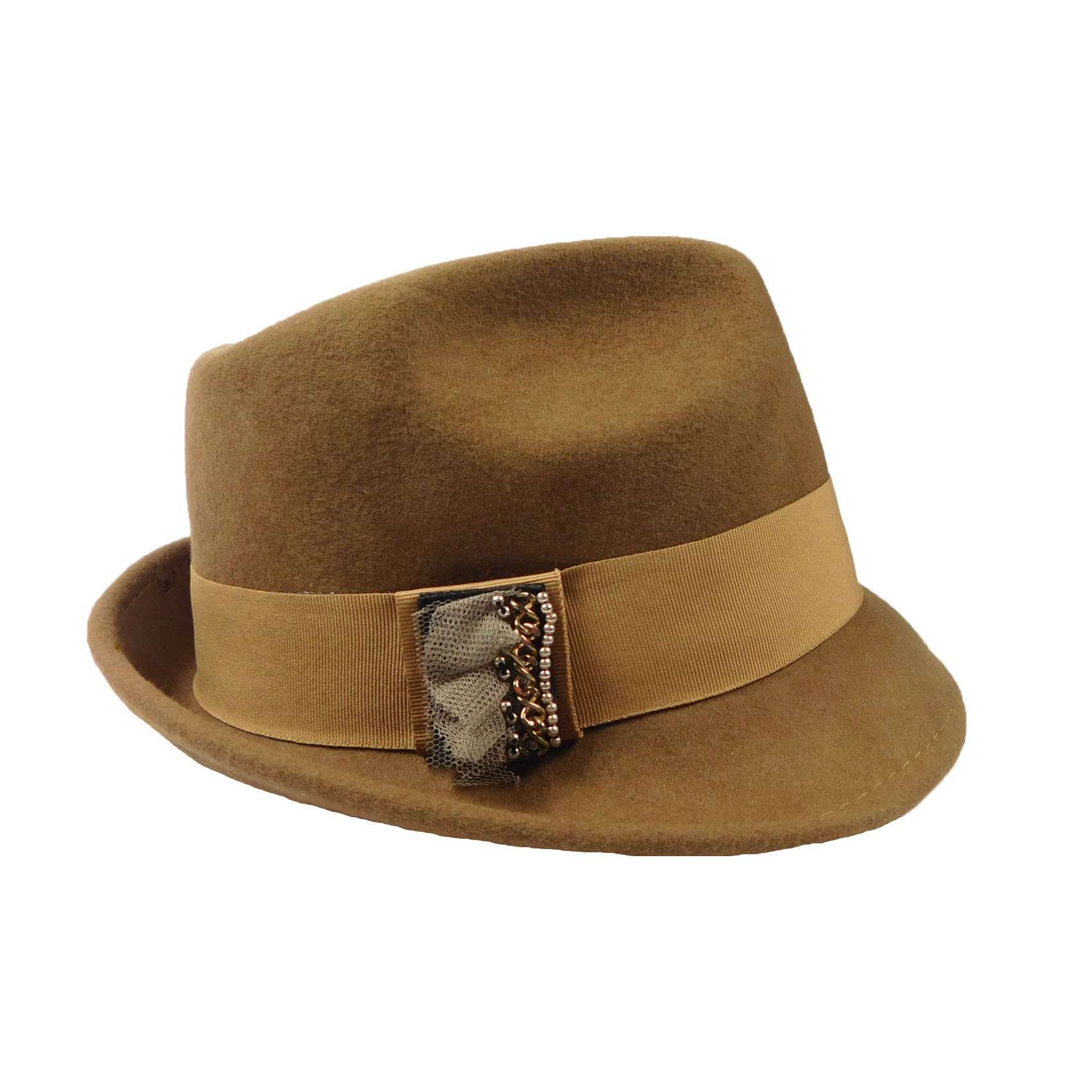 Women's Wool Trilby Fedora Hat - Scala Hats Fedora Hat Scala Hats WWWF163TN Tan  