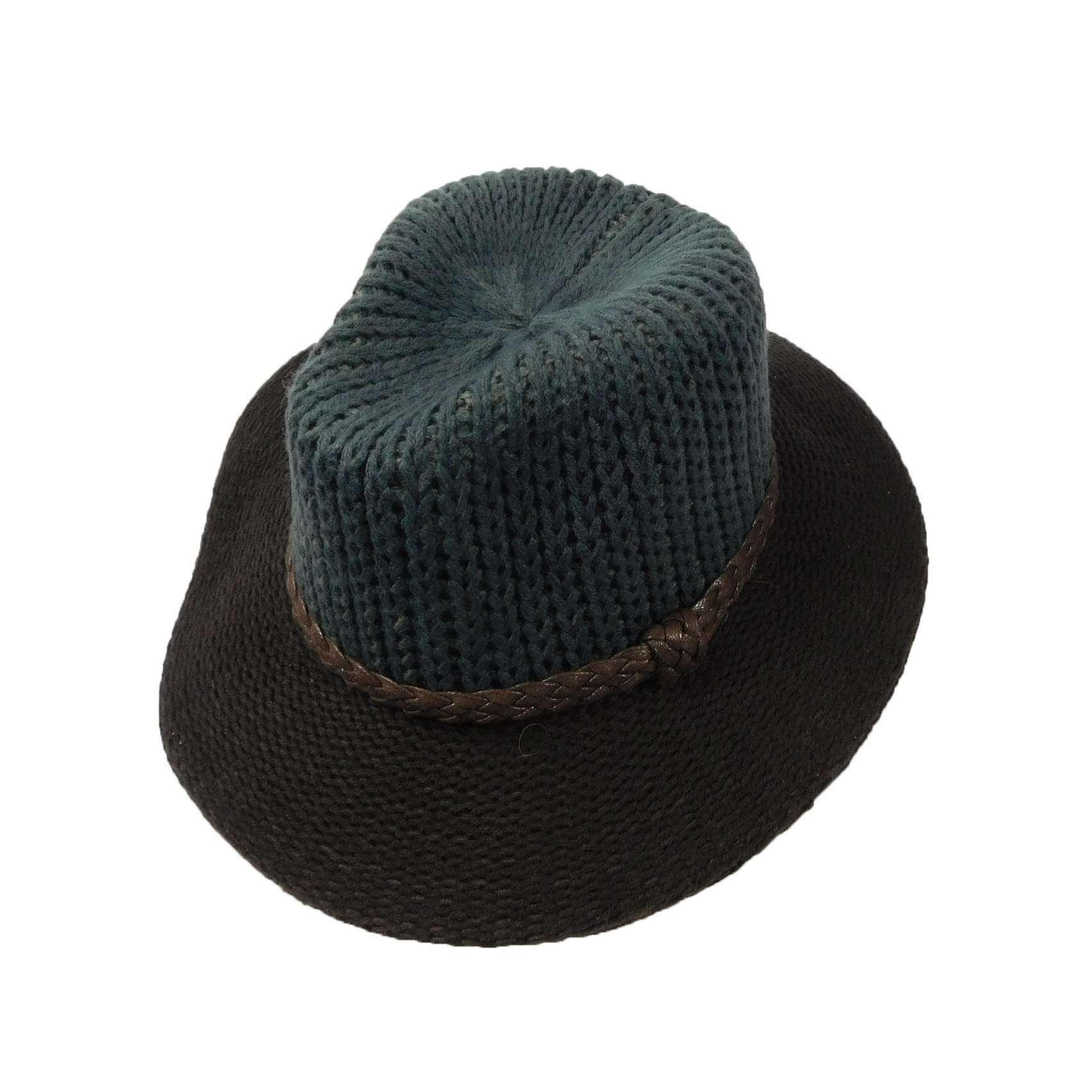 Knit Fedora Hat with Leather Band Fedora Hat Jeanne Simmons    