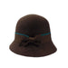 Wool Felt Cloche with Two-Tone Band Cloche Jeanne Simmons WWWF185BN Brown  