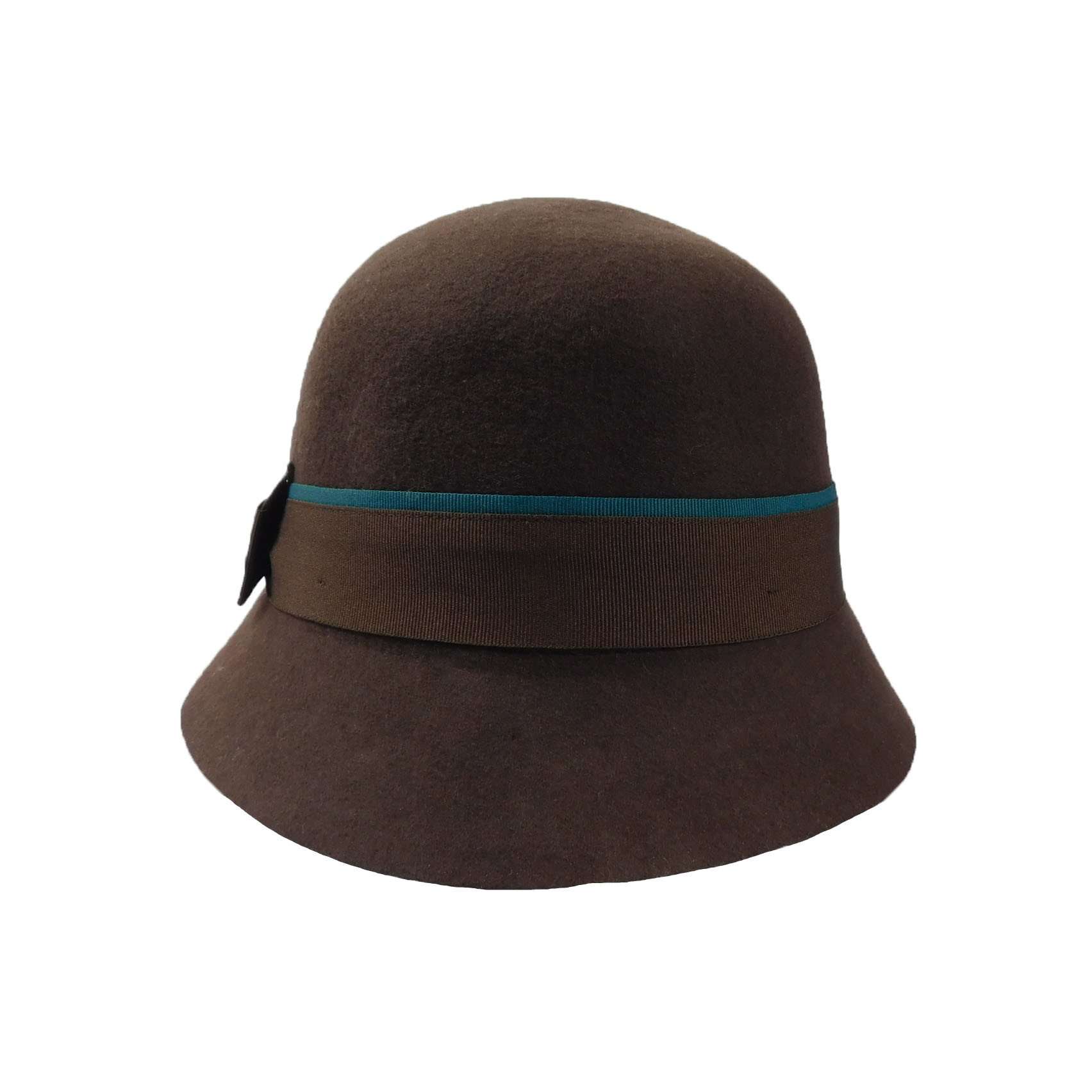 Wool Felt Cloche with Two-Tone Band Cloche Jeanne Simmons    