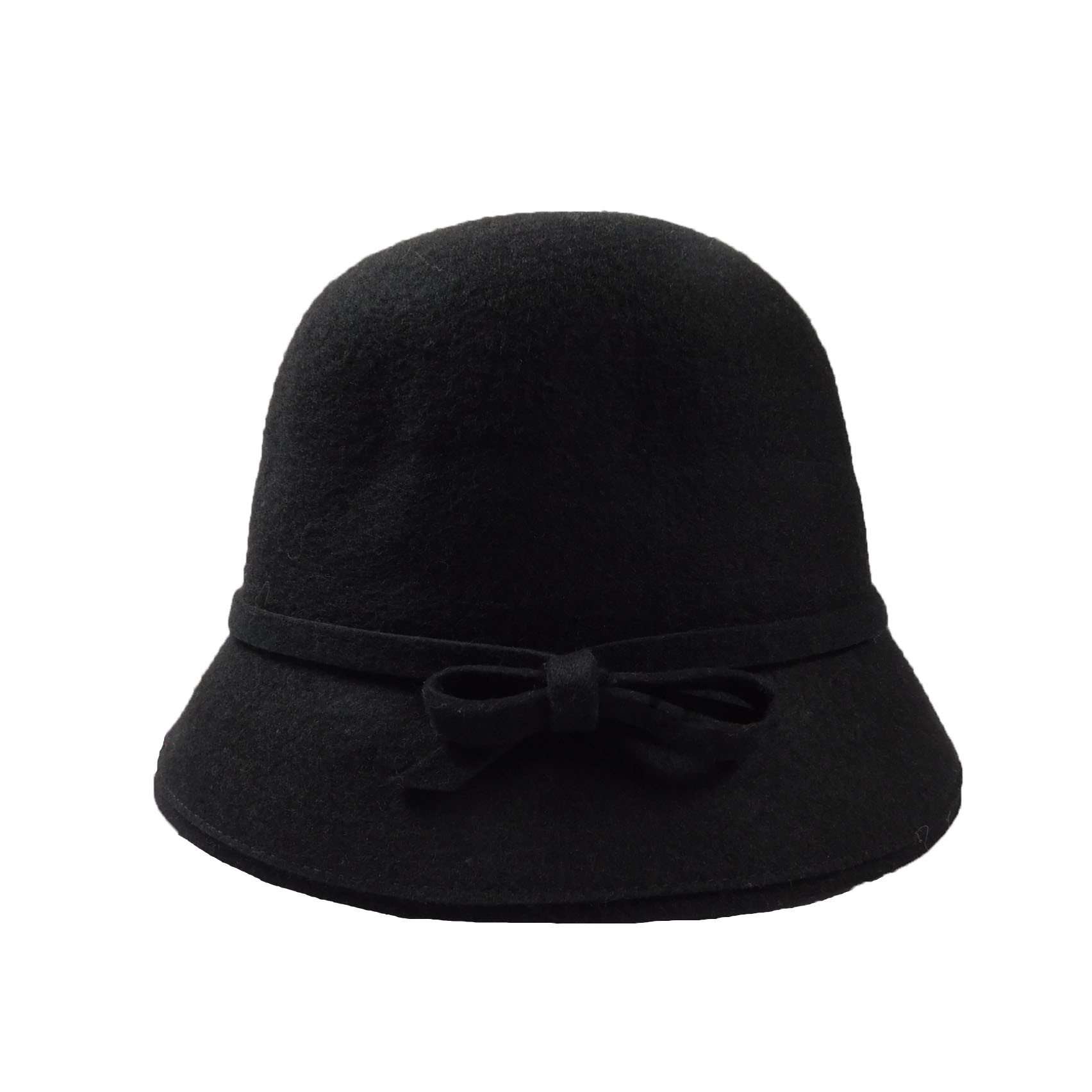 Wool Felt Cloche/Bucket Hat Cloche Jeanne Simmons WWWF182BK Black  
