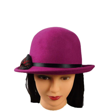 Bowler with Bow and Net -Fuchsia Bowler Hat Jeanne Simmons    