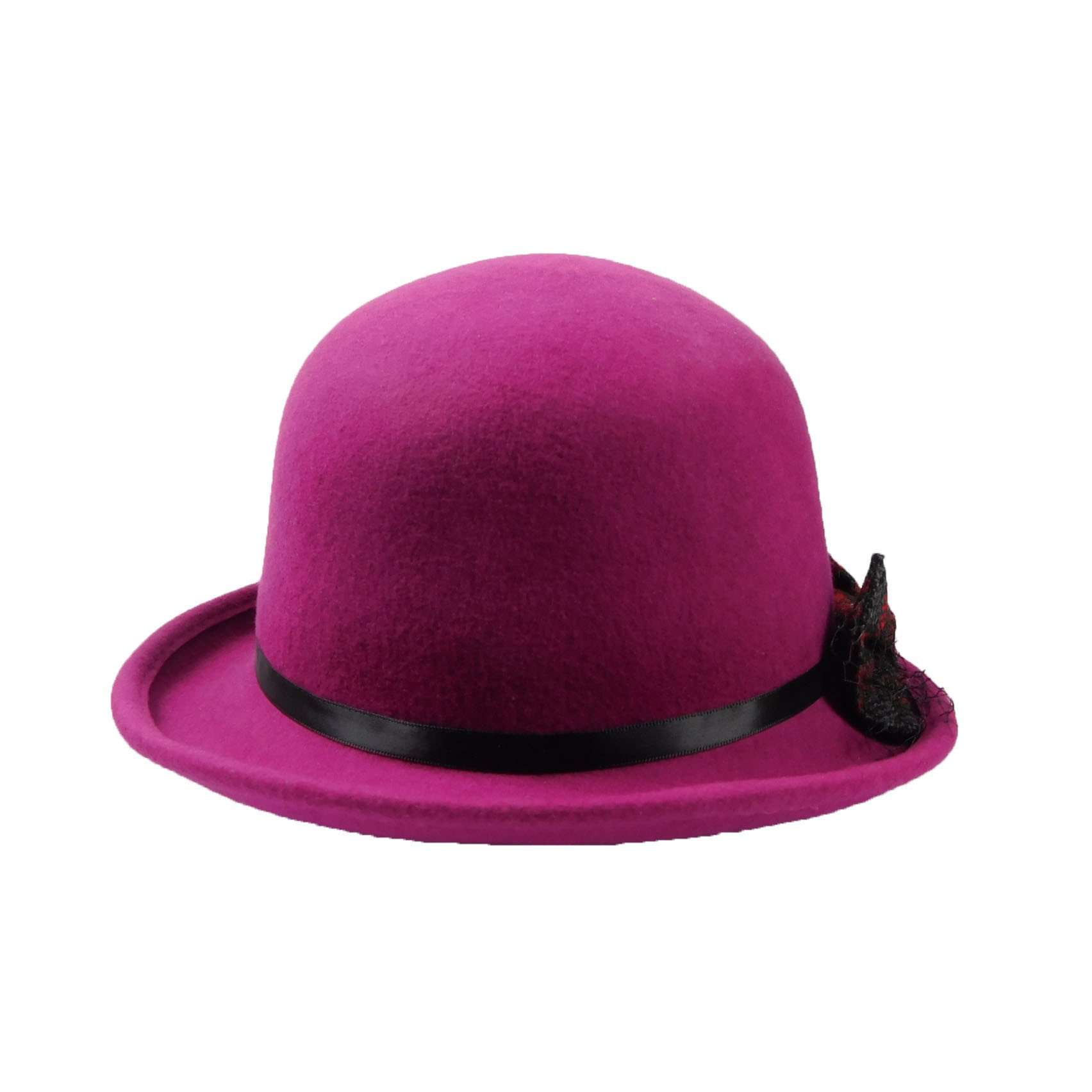 Bowler with Bow and Net -Fuchsia Bowler Hat Jeanne Simmons    