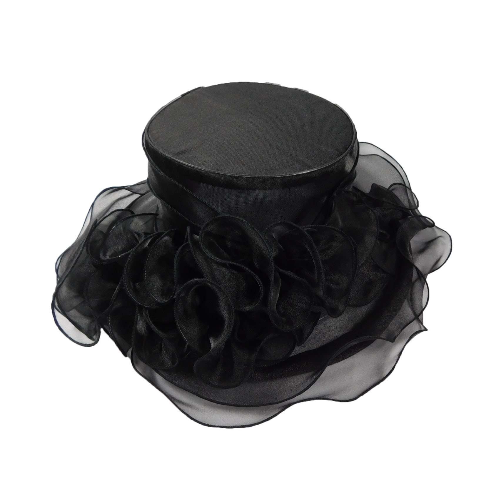 Organza Hat with Lots of Ruffles! Dress Hat Something Special LA WSSK755BK Black  