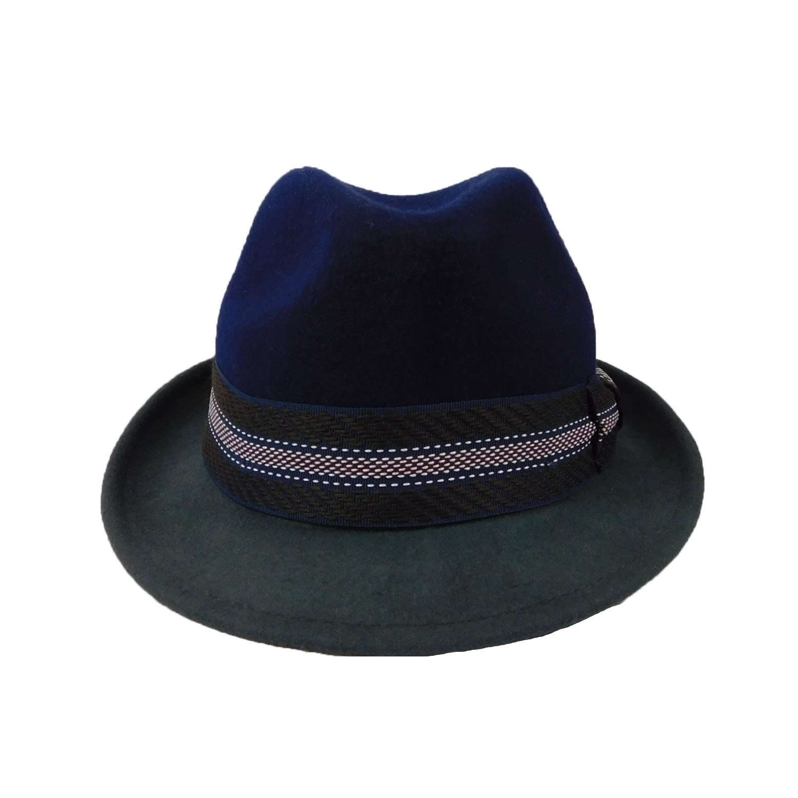Two-Tone Wool Fedora Hat, Navy - Jeanne Simmons Hats Fedora Hat Jeanne Simmons    