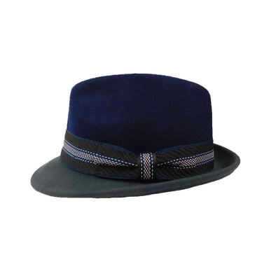 Two-Tone Wool Fedora Hat, Navy - Jeanne Simmons Hats Fedora Hat Jeanne Simmons    