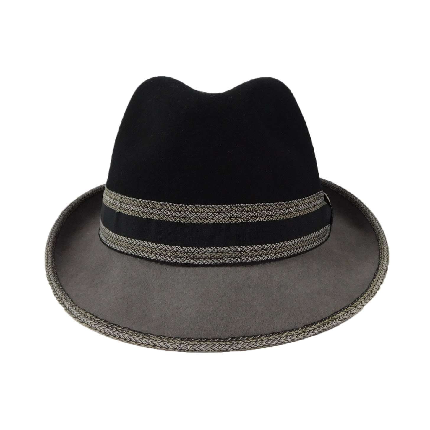Two-Tone Wool Fedora Hat, Black - Jeanne Simmons Hats, Fedora Hat - SetarTrading Hats 