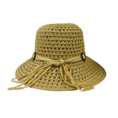 Crochet Straw Big Brim Hat Wide Brim Hat Jeanne Simmons WSPP593TN Natural  