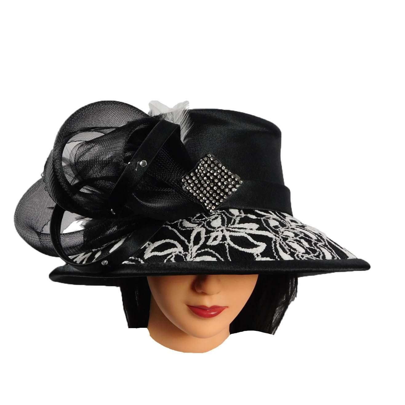 Stunning Black Satin Dress Hat Dress Hat Something Special LA    