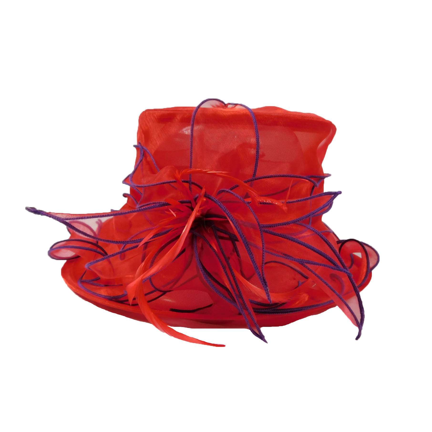 Organza Hat with Twisted Ribbon Dress Hat Something Special LA WSSK753RD Red  
