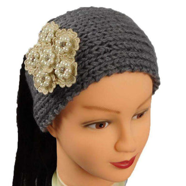 Knit Headband with Floral Embroidery Headband MOA    