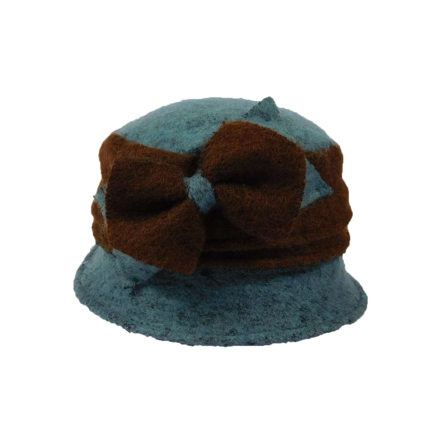 Little Two Tone Cloche with Bow Beanie Jeanne Simmons js7585TQ Turquoise  