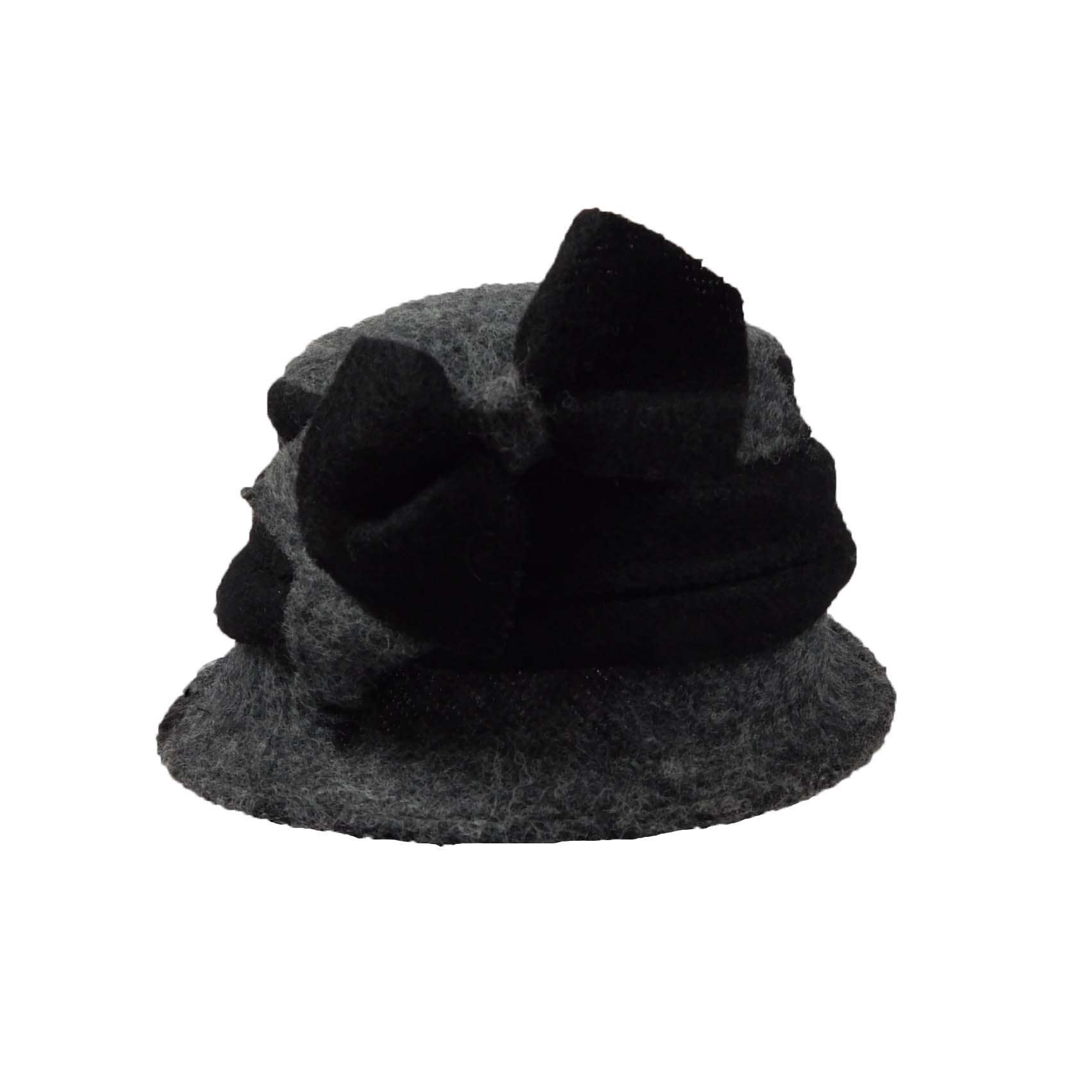 Little Two Tone Cloche with Bow Beanie Jeanne Simmons WWBW253Gk Grey / Black  