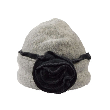Boiled Wool Beanie with Rose, Beanie - SetarTrading Hats 