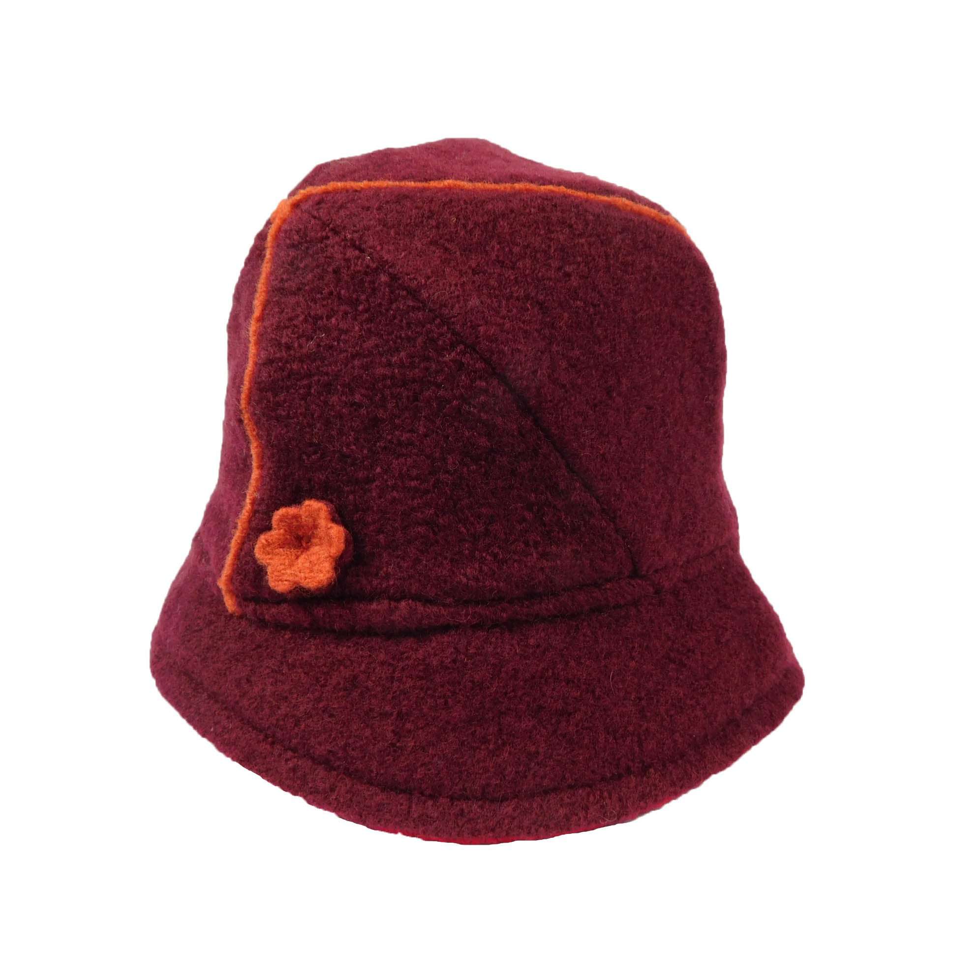 Upturned Brim Boiled Wool Hat Beanie Boardwalk Style Hats WWBW238RD Red  