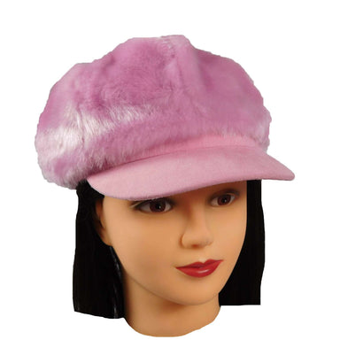 Pink Fur Newsboy Cap, Cap - SetarTrading Hats 