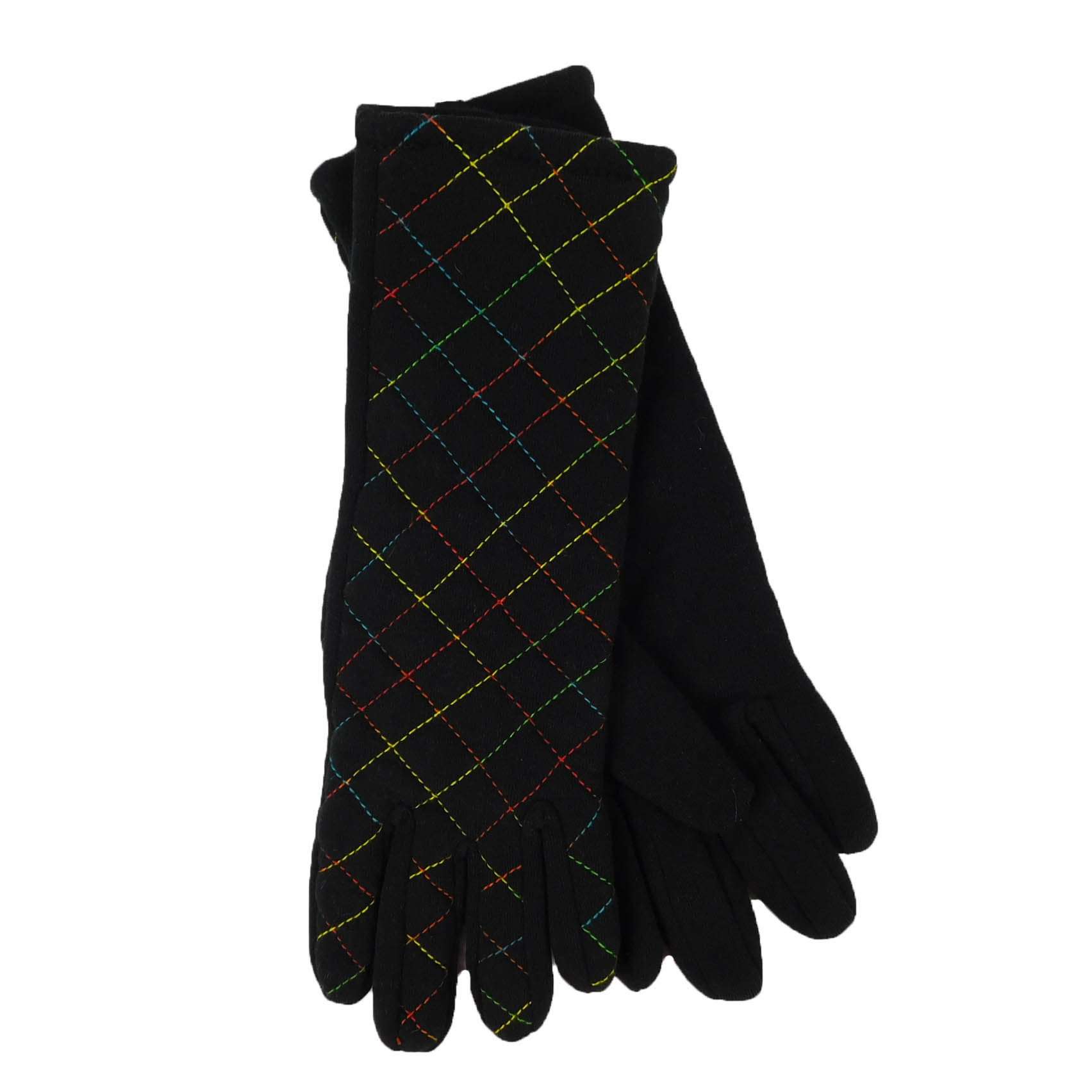 Criss-Cross Pattern Long Gloves Gloves Jeanne Simmons WWPO454BK Black  