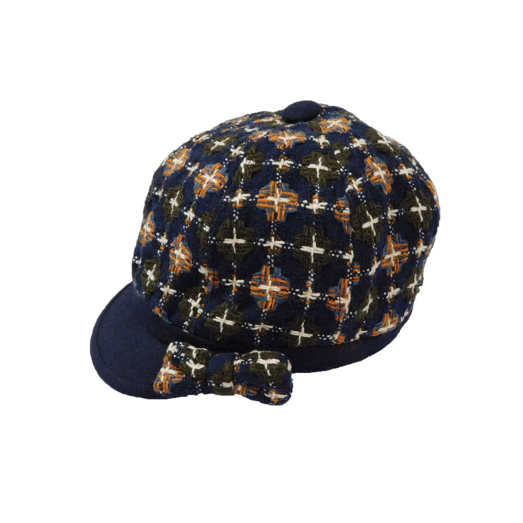 Navy Cap with Bow Cap Jeanne Simmons Accessories WWPW225NV Navy
